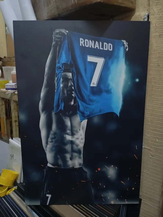 Ronaldo No. 7 Celebration – Football wall art mount by Kwanza Images